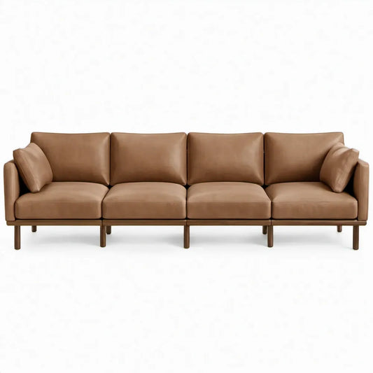 4-zitsbank 280 x 90 x 82 cm Cognac PU-kunstleer