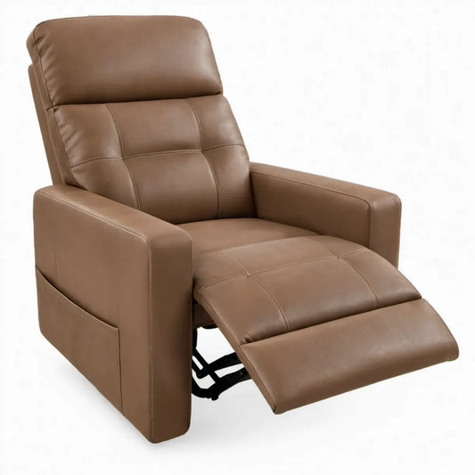 Handmatig verstelbare relaxfauteuil van bruin PU-kunstleer, 84 x 93 x 104 cm