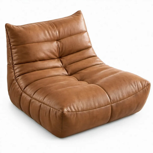 Zitzakfauteuil van PU-kunstleer, 90 x 100 x 85 cm, cognacbruin