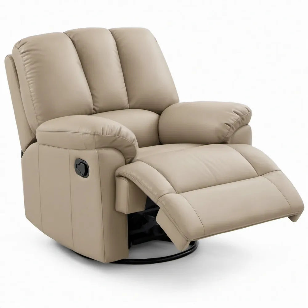 Beige draaibare relaxfauteuil met handmatige reclinerfunctie, 92 x 98 x 102 cm