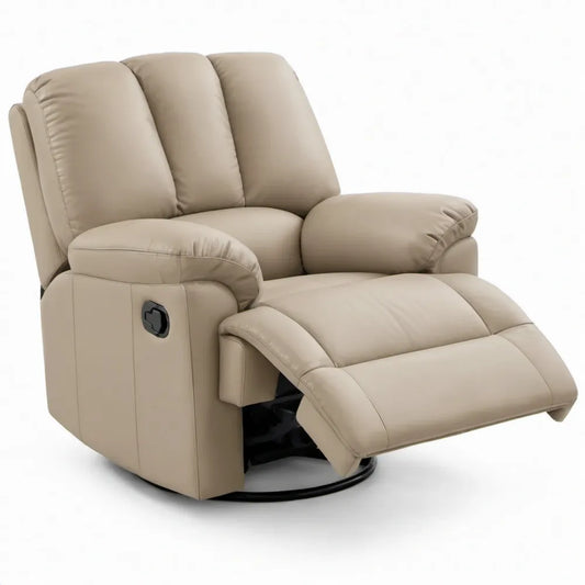 Beige draaibare relaxfauteuil met handmatige reclinerfunctie, 92 x 98 x 102 cm